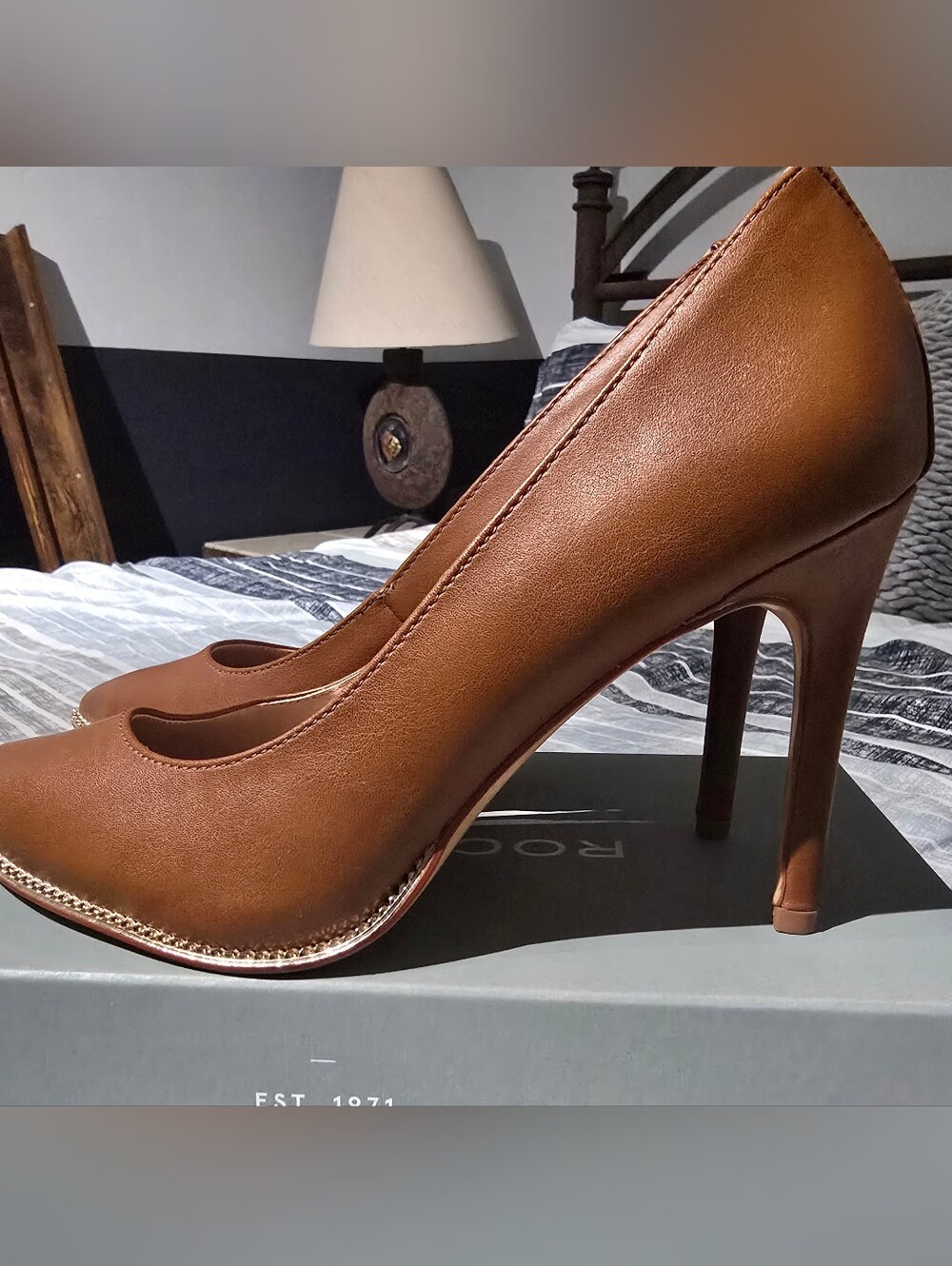 BCBGeneration Tan Brown Leather Pointed Toe Stiletto Heels
